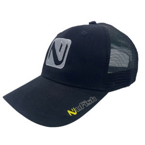 NuFish Cap - Black - Grey Logo Box - Vented Mesh